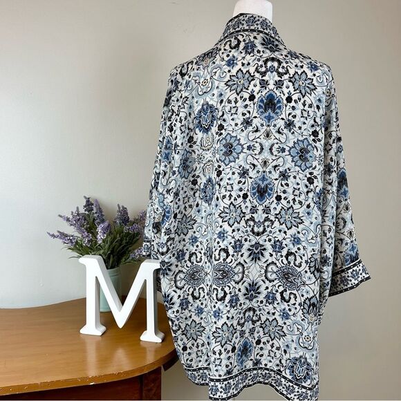 Max Studio Open Front Cardigan - Blue & White - Size Medium - EUC - Picture 2 of 5